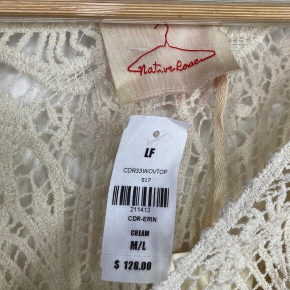 LF Native Rose Erin Cream Woven Embroidered Top Women's Size Medium/Large NWT - Picture 6 of 8